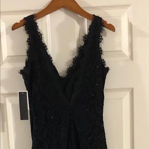 NWT Betsy & Adam Black lace mermaid dress